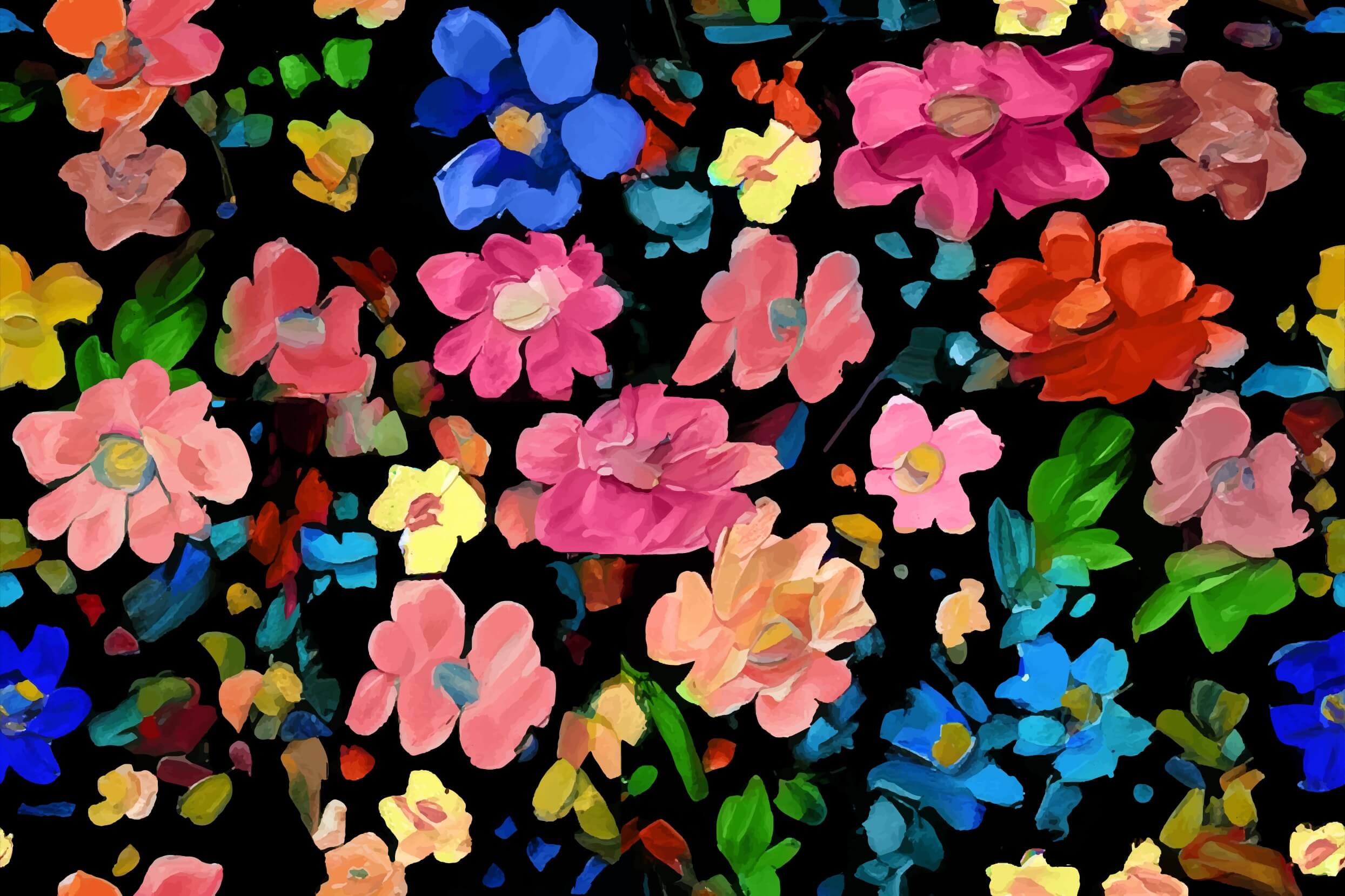 a group of colorful flowers